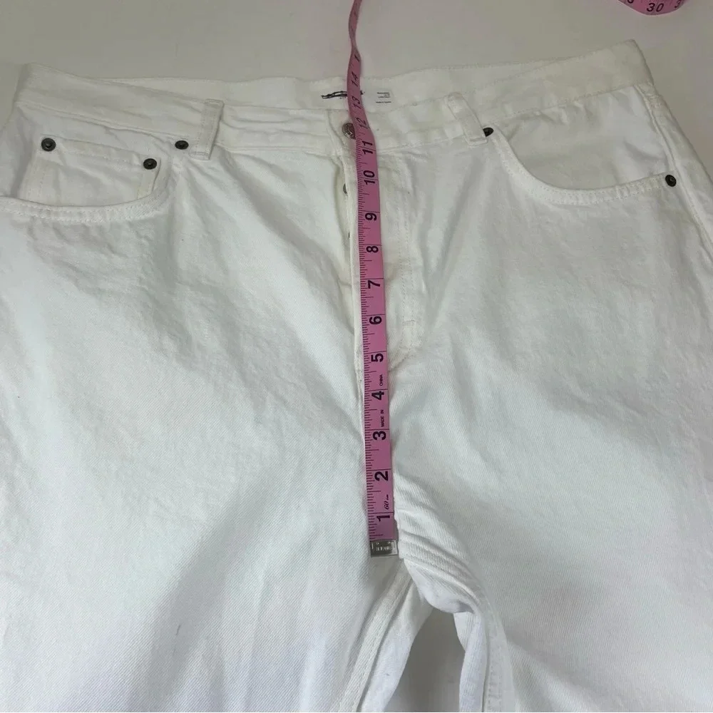 Topshop Dad Jeans Womens 34 US 12 White Button Fly Cotton Blend Denim